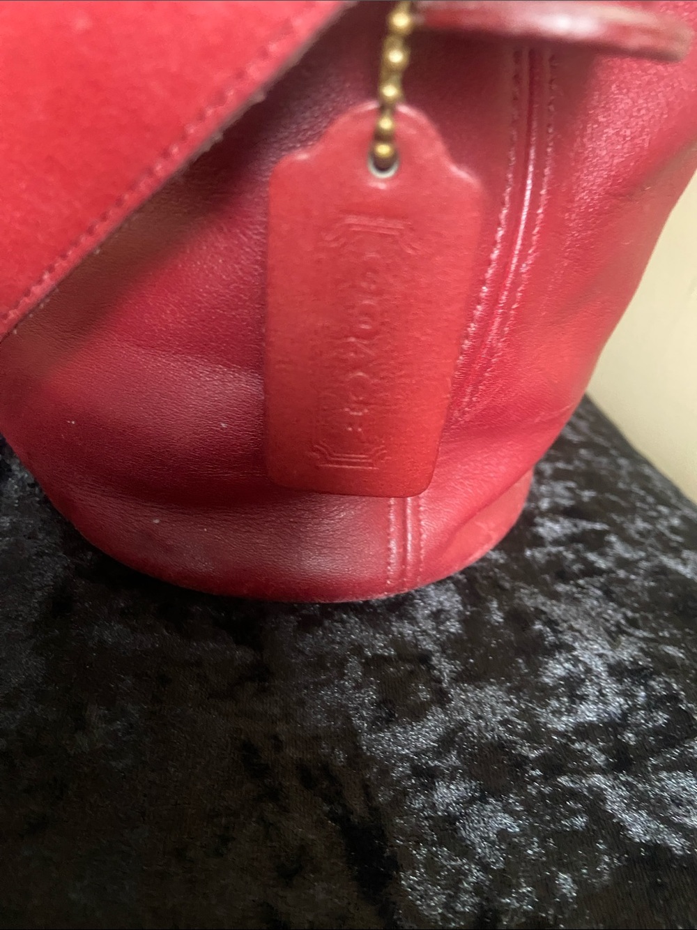 Coach Burgundy Red Leather Drawstring Bucket Bag - Picture 3 of 10